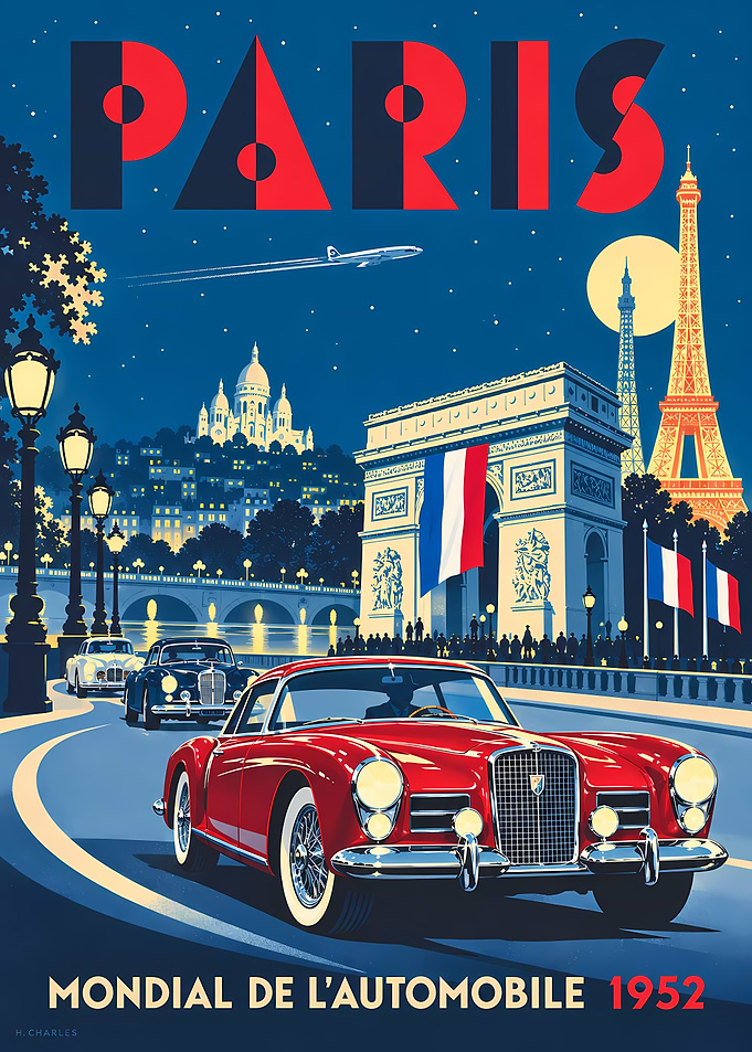1952 Paris Mondial de l'Automobile Poster