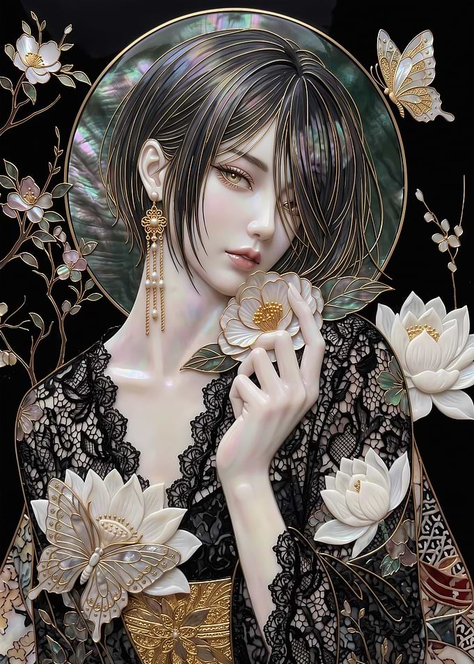 Elegant Woman with Mother of Pearl
