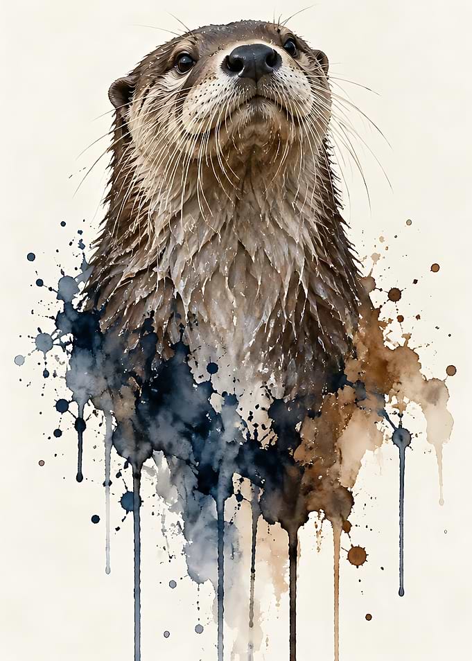 Watercolor Otter Portrait