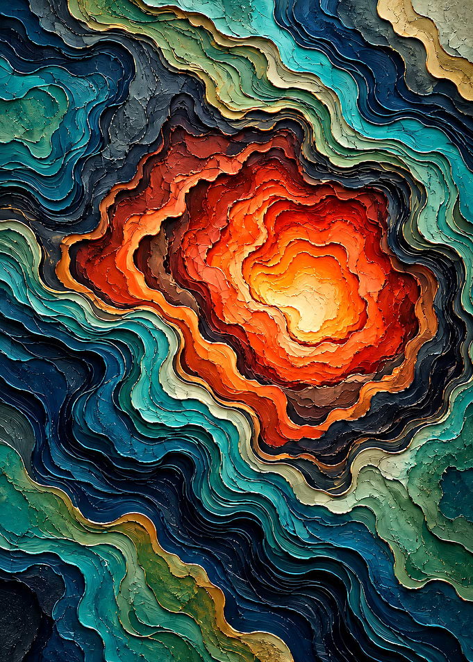 Abstract Textured Wave Painting