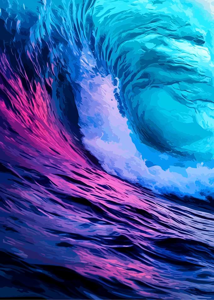 Vibrant Neon Ocean Wave