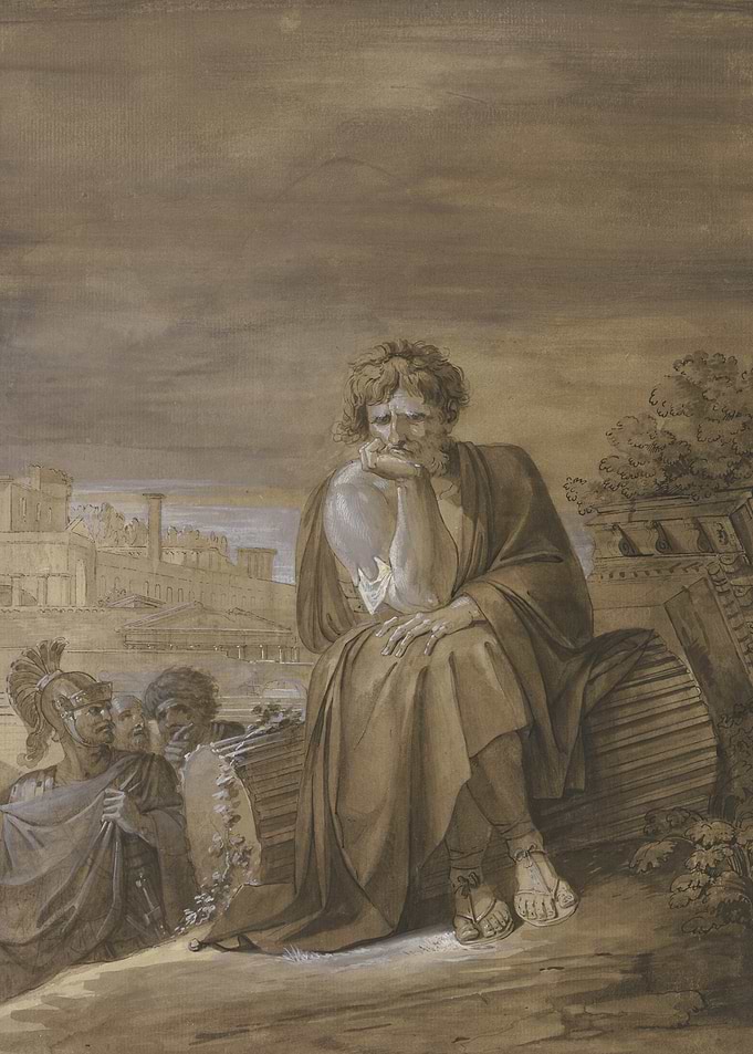 Philosopher Seated Amidst Ancient Ruins