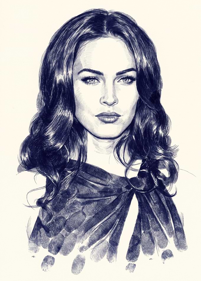 Megan Fox Fingerprint Portrait