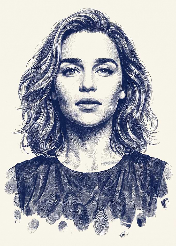 Emilia Clarke Fingerprint Portrait