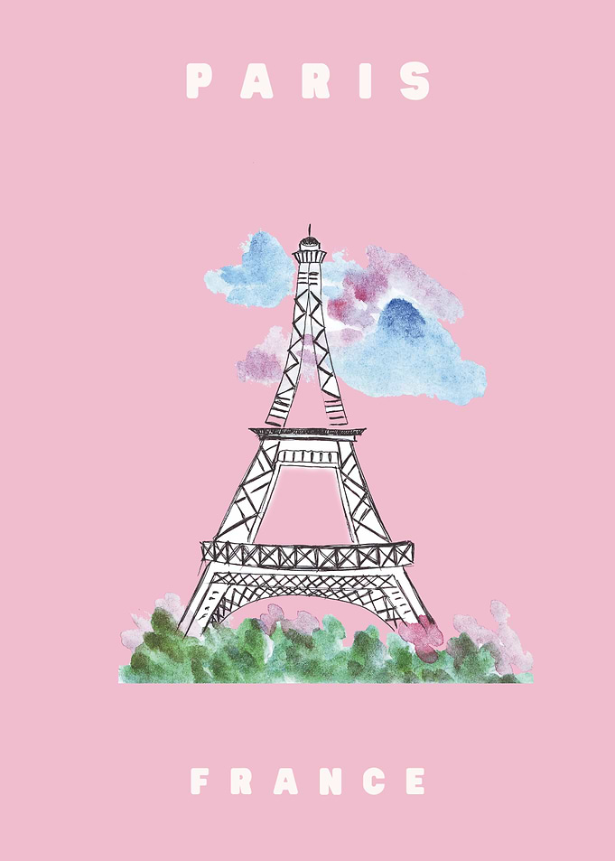 Paris France Eiffel Tower Illustration
