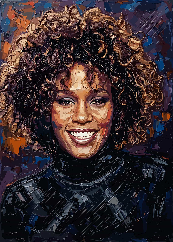 Whitney Houston Impasto Oil Portrait