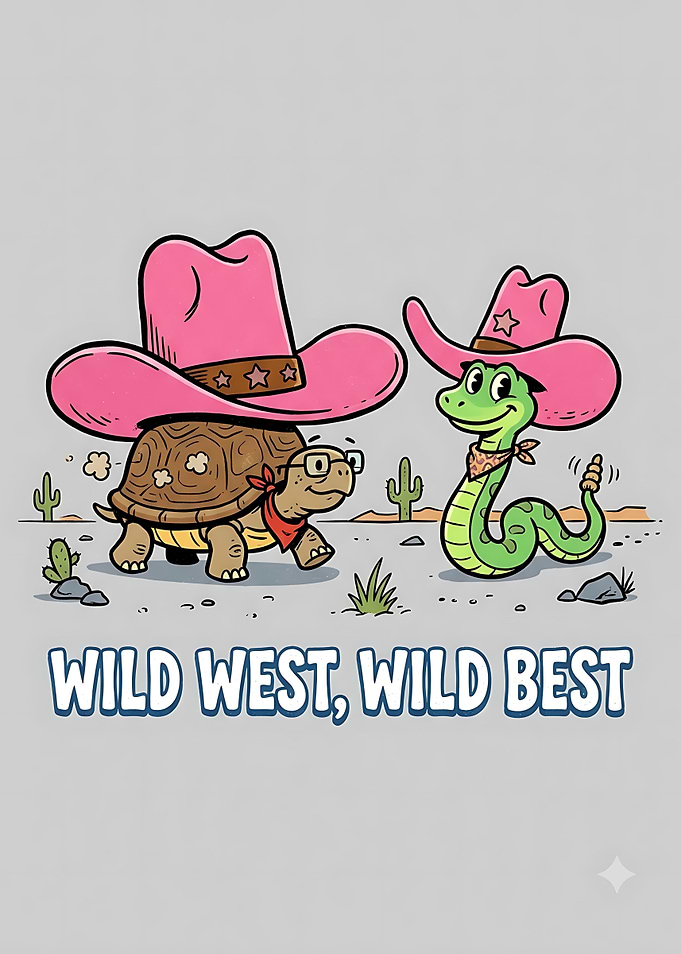 Cute Cowboy Turtle and Snake