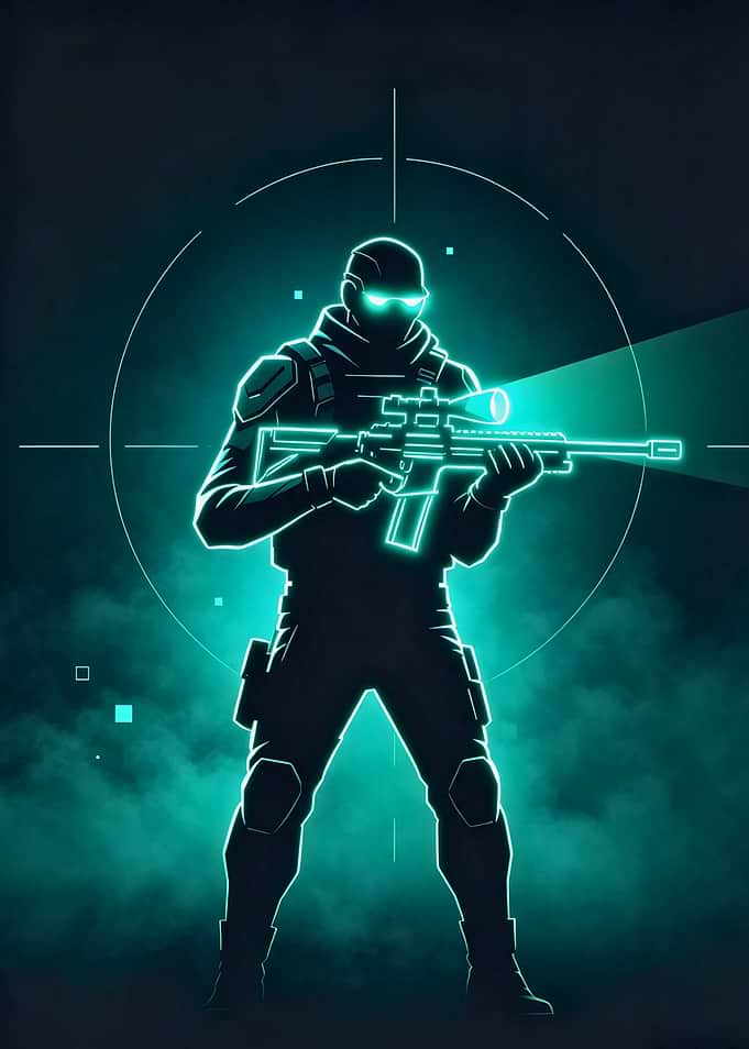 Neon Tactical Sniper Silhouette