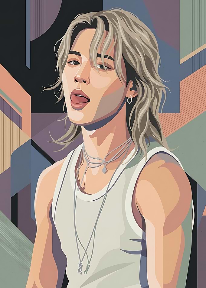 Stylized Portrait of Jimin from BTS