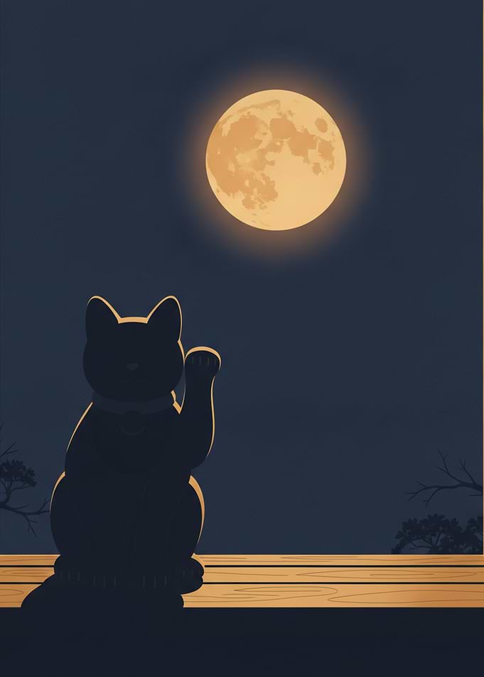 Cat and Moon