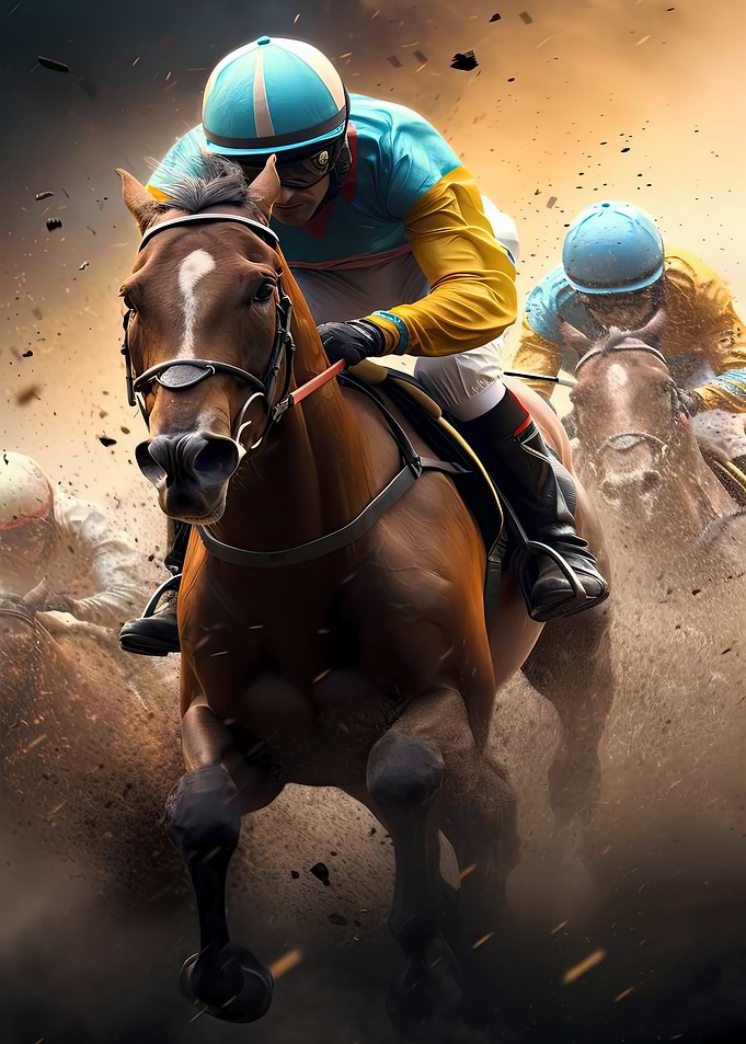Intense Horse Racing Action