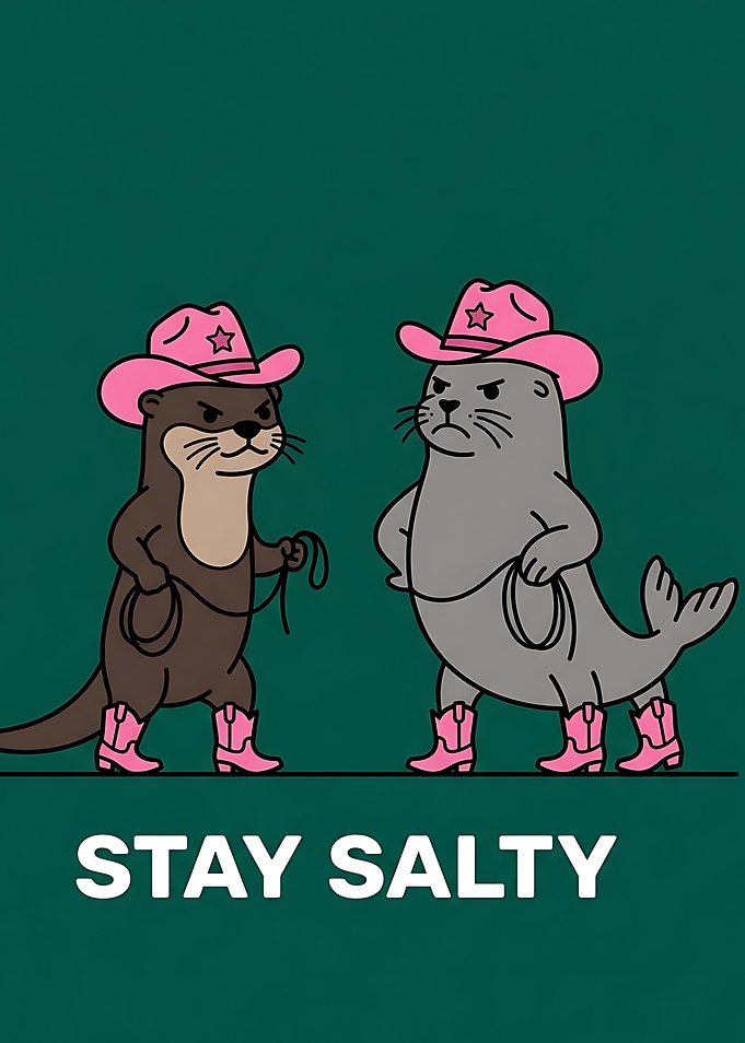Stay Salty Cowboy Otter and Seal