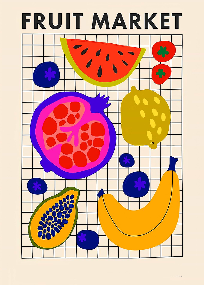 Fruit Market Grid Poster