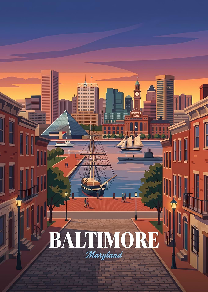 Baltimore Maryland Travel Poster