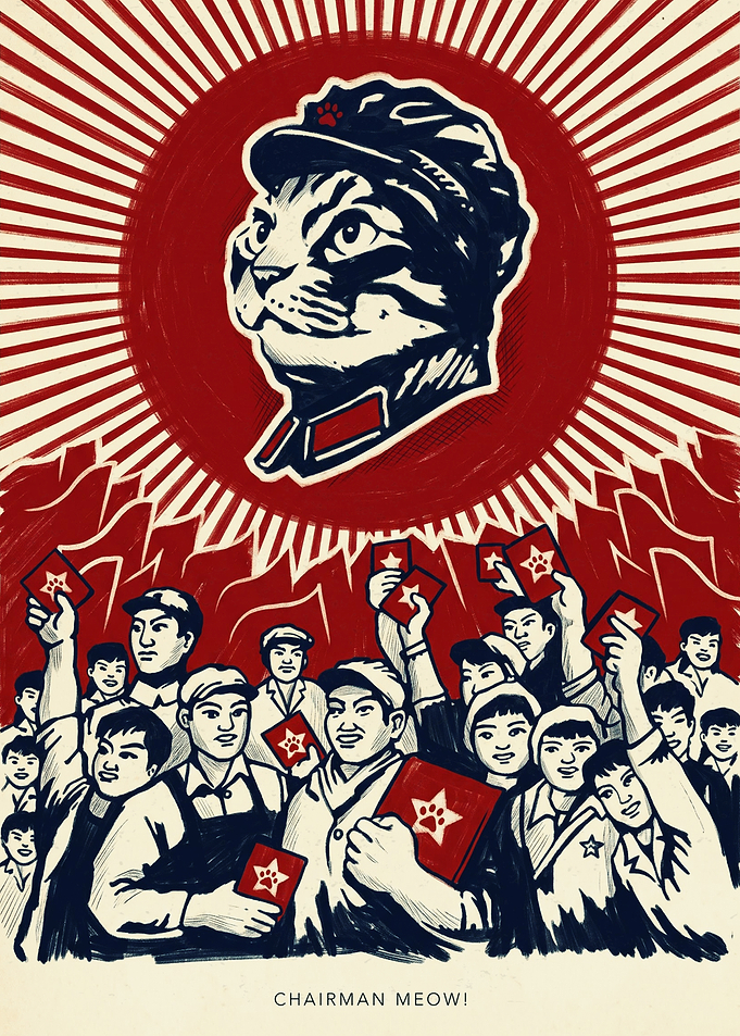 Chairman Meow Cat Propaganda Vintage Poster