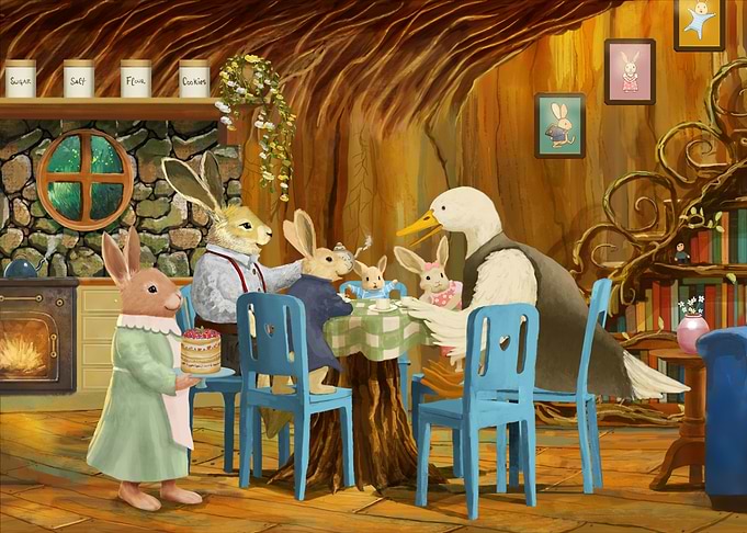 Whimsical Animal Tea Party Illustration
