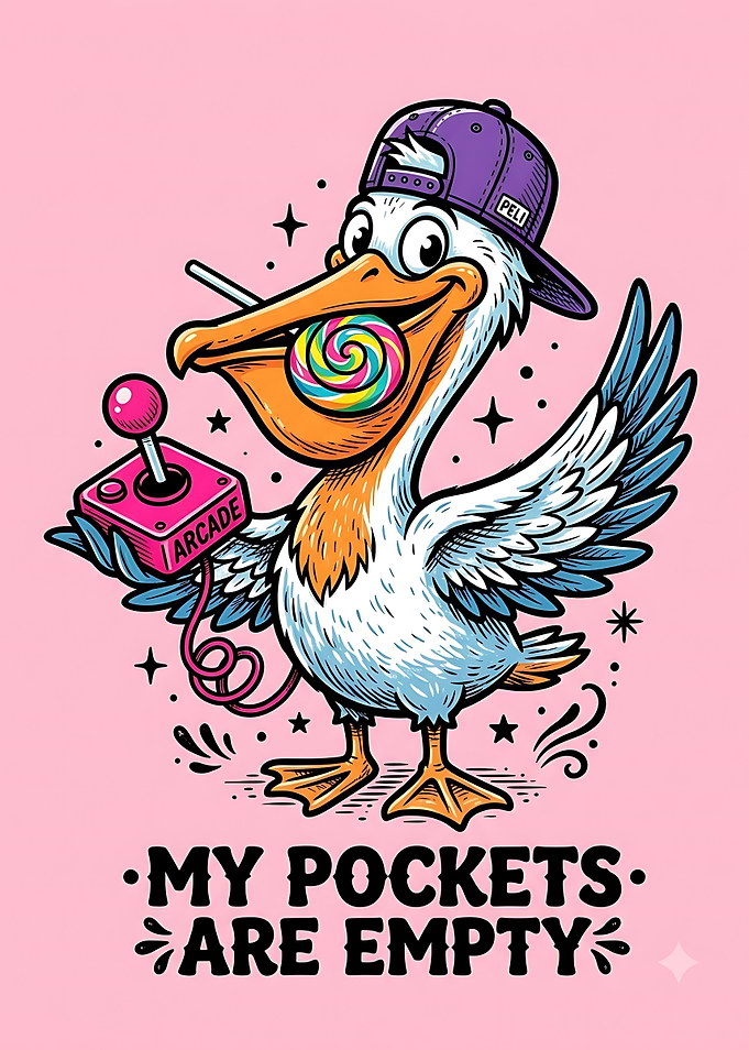 Cool Pelican Gamer with Lollipop