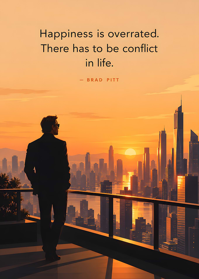 Brad Pitt Inspirational Cityscape Quote Poster