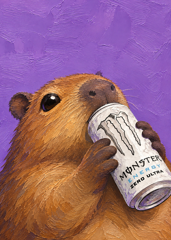Capybara Drinking Monster Energy Drink