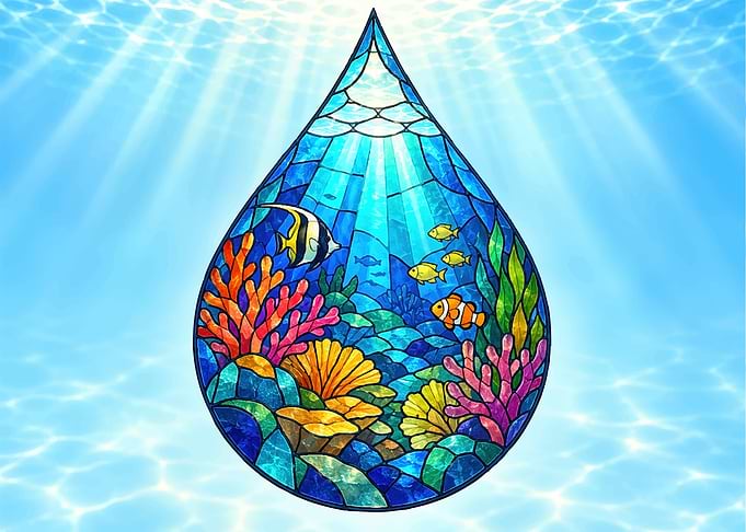 Stained Glass Underwater Water Drop