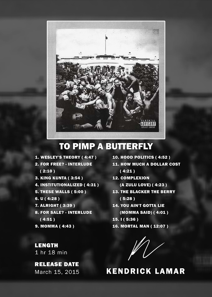 Kendrick Lamar To Pimp A Butterfly Poster