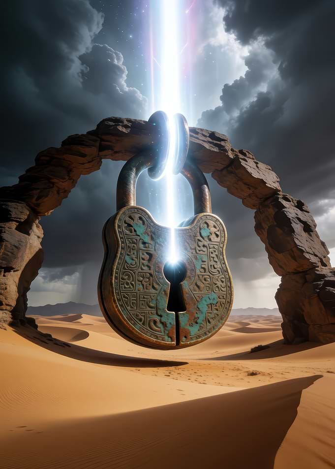 Mystical Floating Lock in Desert