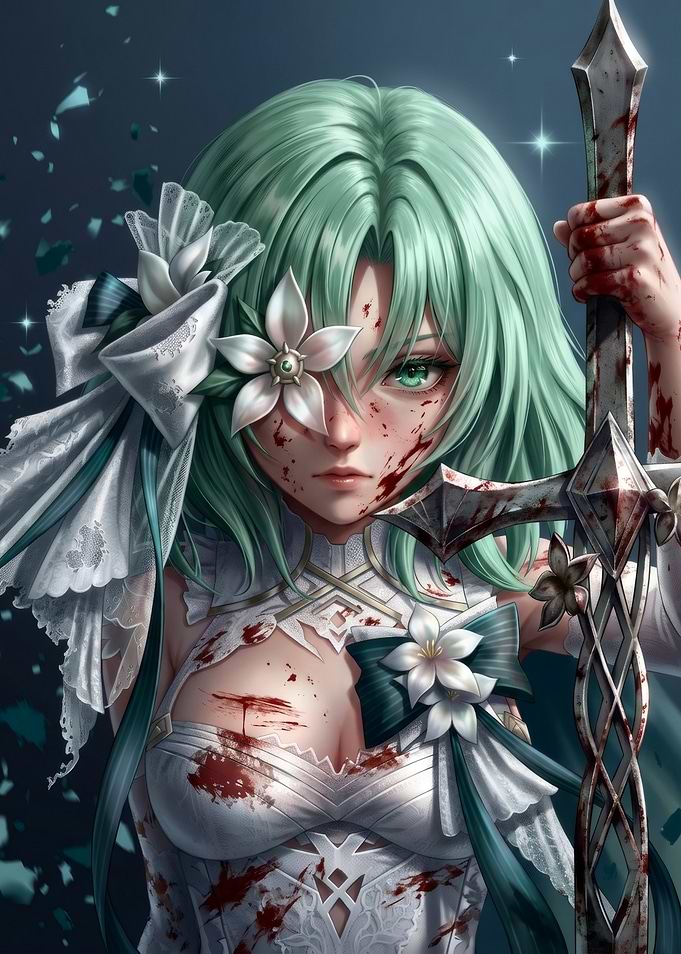Bloody Bride Warrior Anime Illustration