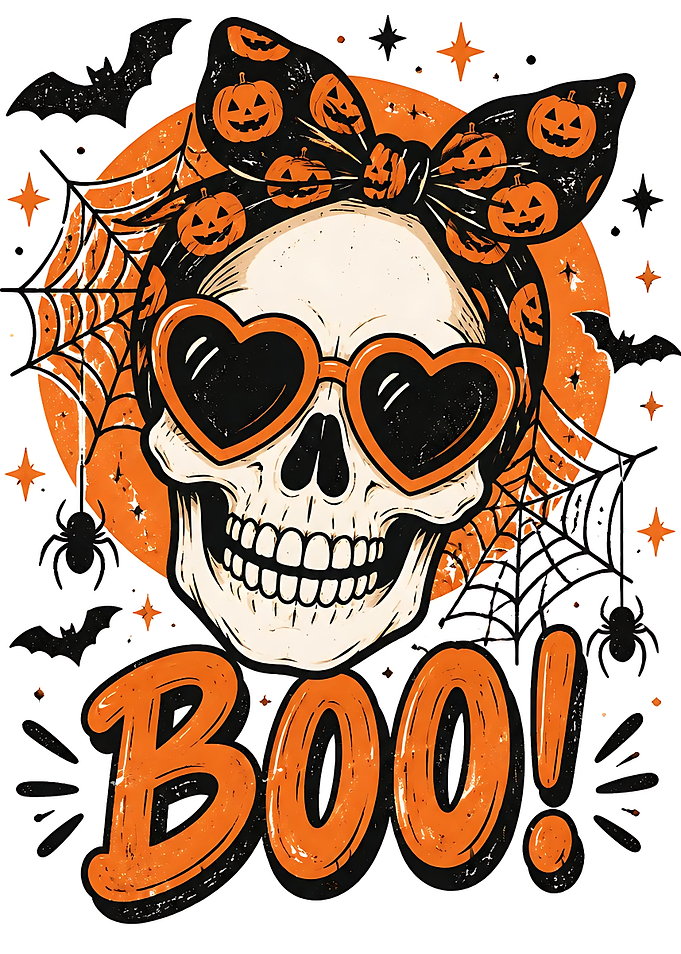 Halloween Skull with Pumpkin Headband
