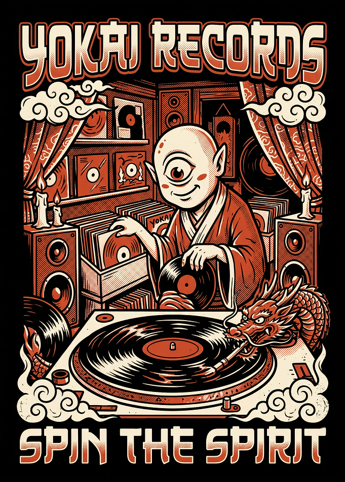 Yokai Records DJ Vinyl Illustration
