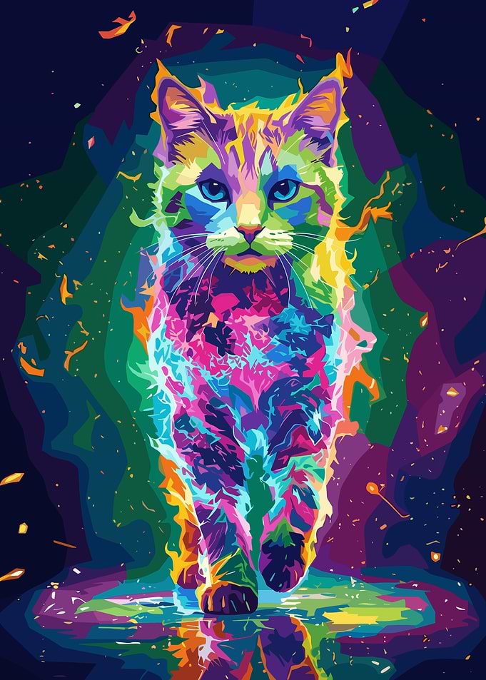 Colorful Pop Art Cat Portrait