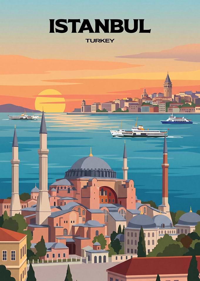 Istanbul Turkey Travel Poster