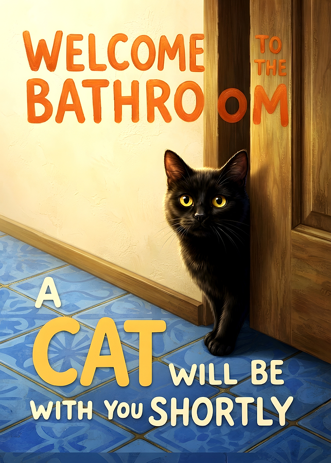 Funny Bathroom Cat Sign