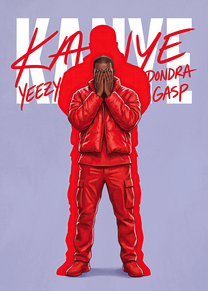Kanye West Red Outfit Illustration