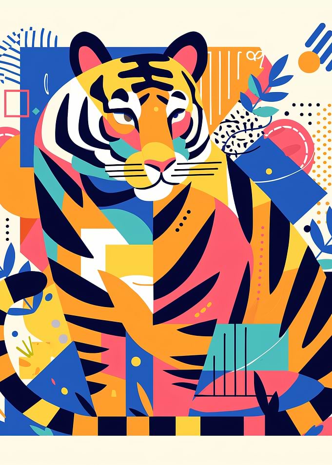 Abstract Geometric Tiger Illustration