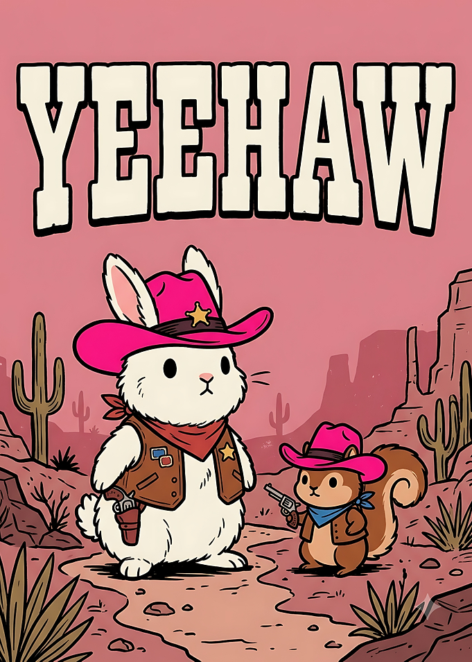 Cute Cowboy Rabbit and Squirrel
