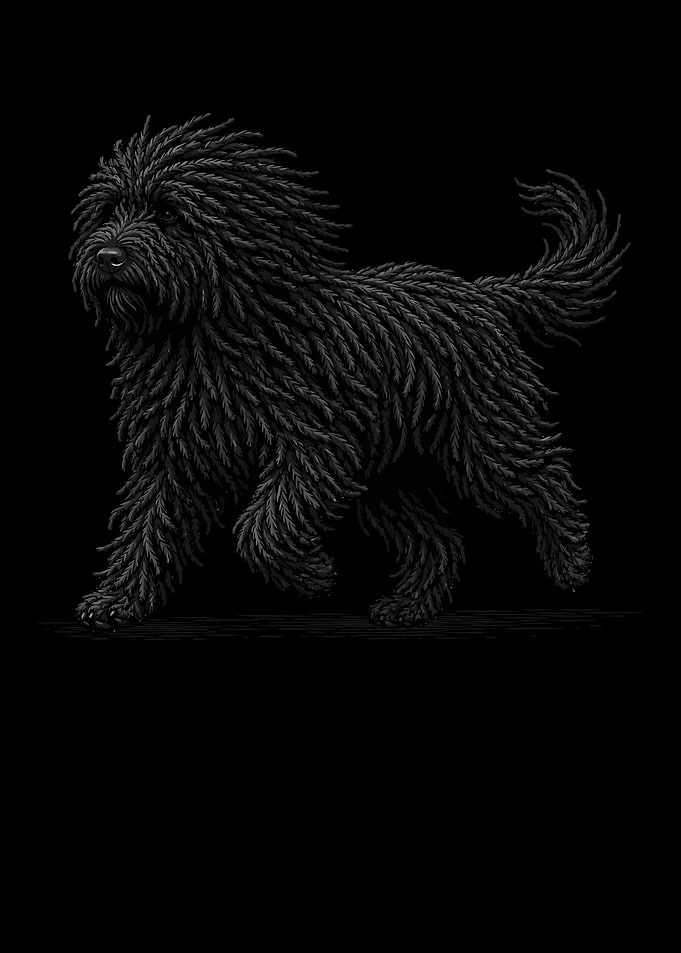 Black Puli Dog Illustration