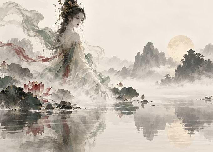 Ethereal Goddess at Lotus Pond