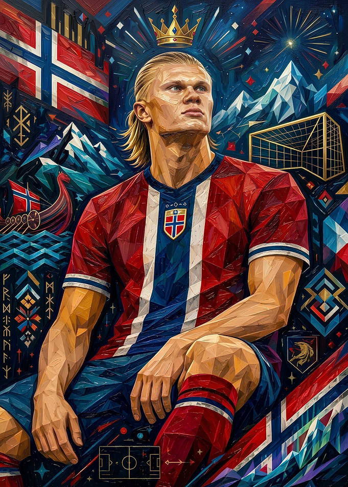 Erling Haaland Norwegian Viking King Portrait