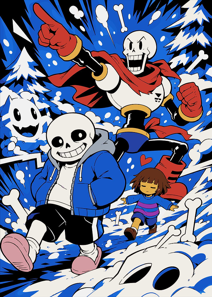Undertale Characters Sans Papyrus and Frisk