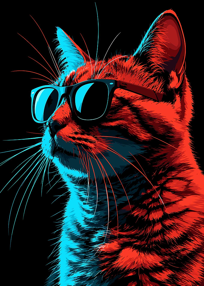 Cool Cat with Sunglasses Portrait