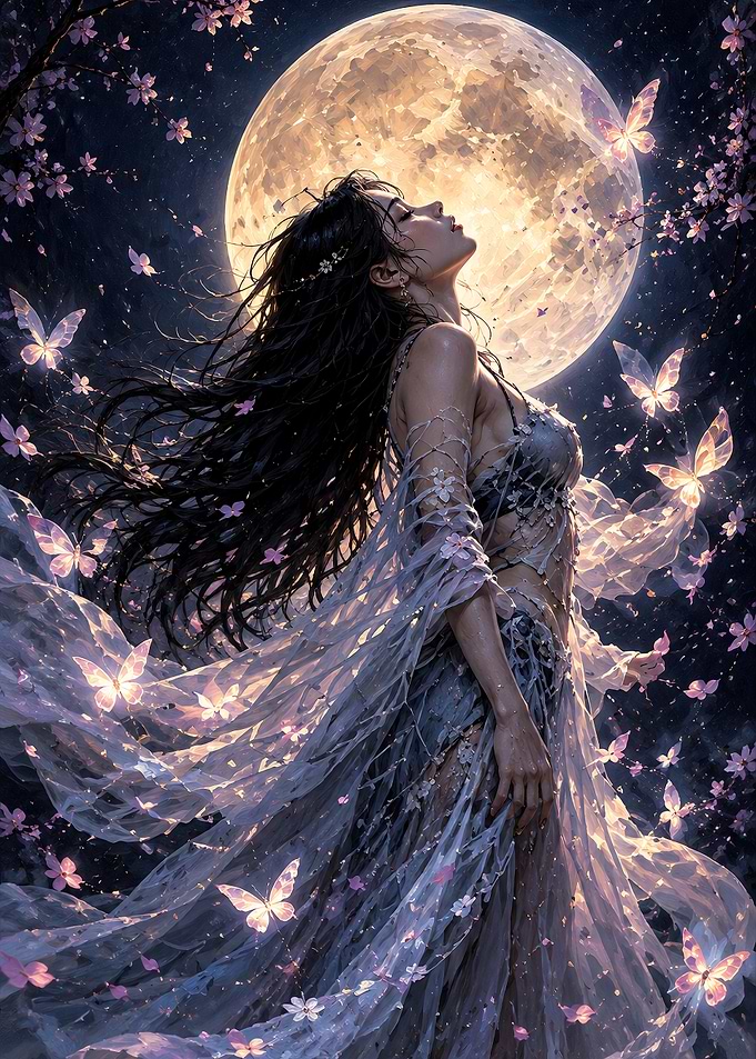 Ethereal Goddess Under Moonlight
