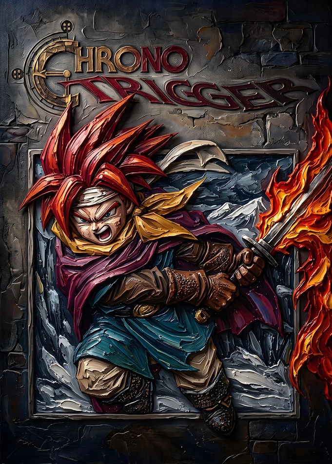 Chrono Trigger Crono Oil Painting