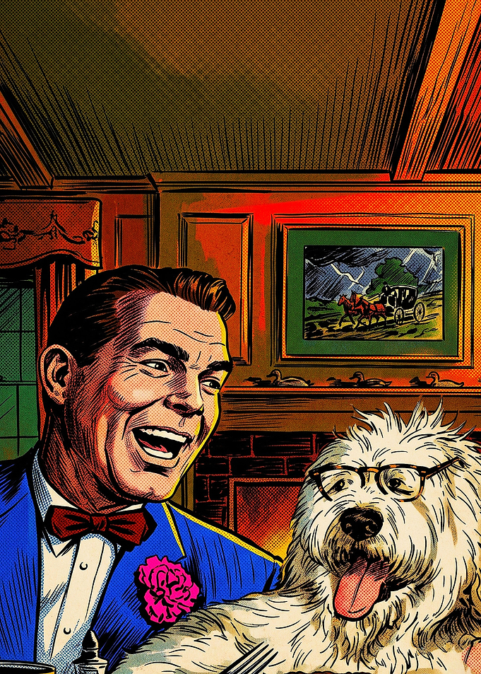 Retro Gentleman Dog Pop Art Poster