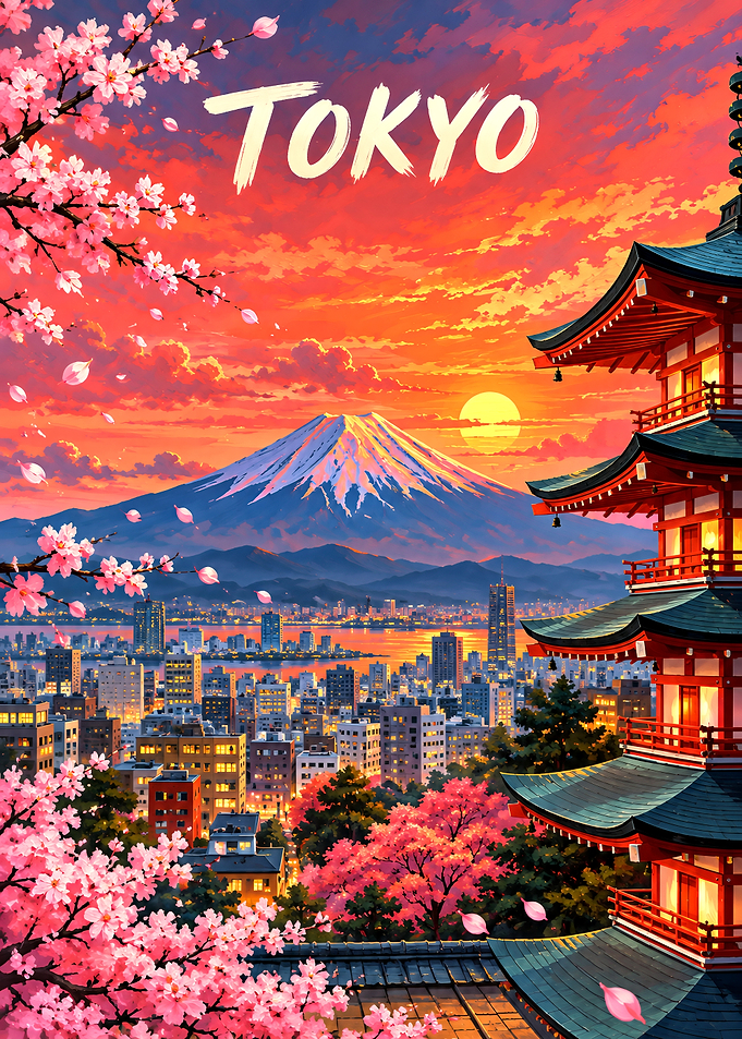 Tokyo Sunset with Mount Fuji