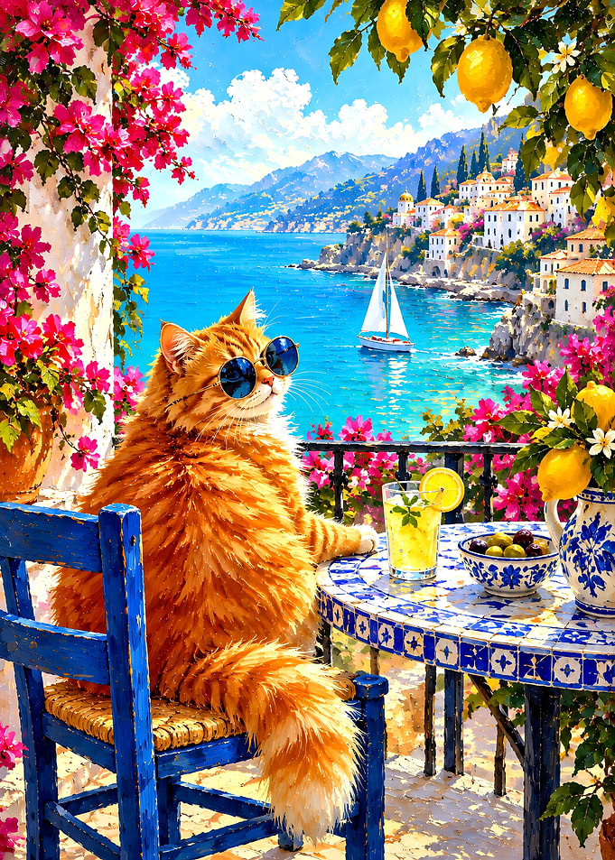 Ginger Cat Relaxing on Amalfi Coast