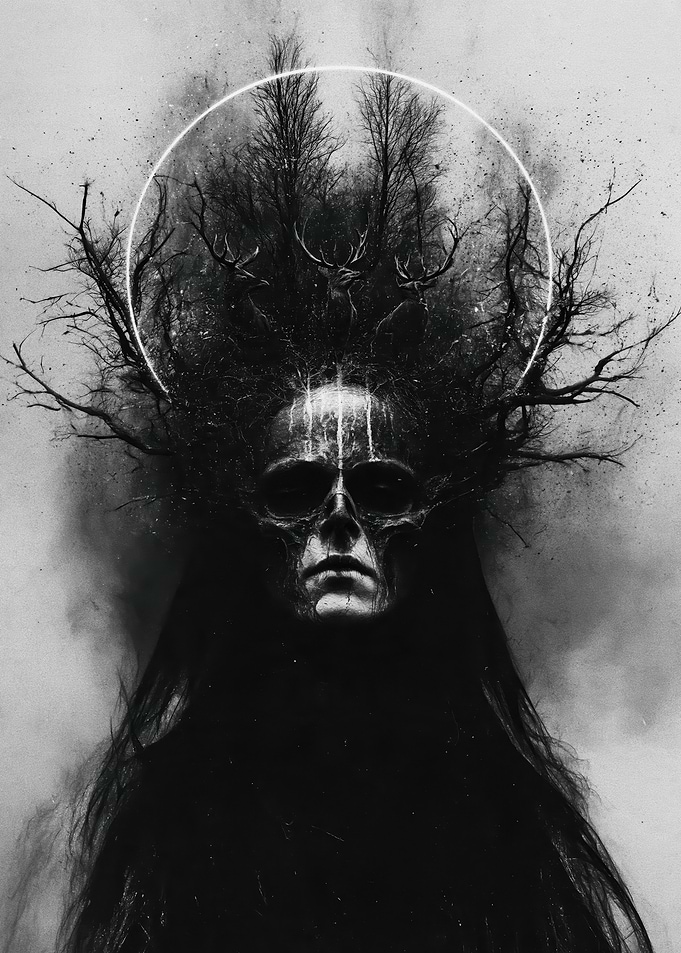 Dark Forest Spirit Skull Portrait
