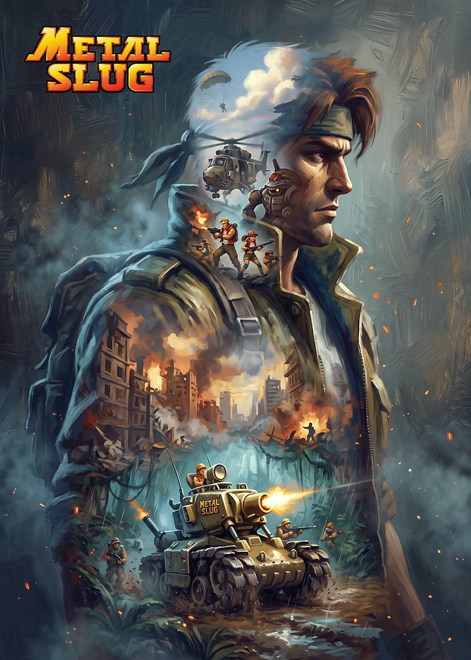 Metal Slug Soldier Double Exposure Poster