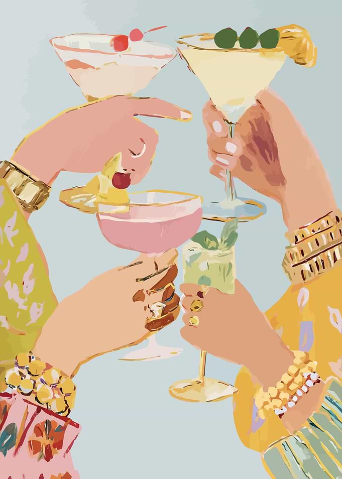 Friends Toasting with Colorful Cocktails