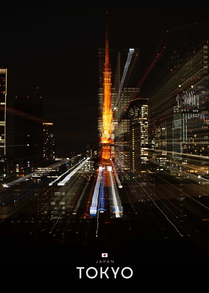Tokyo Tower Night Cityscape Poster