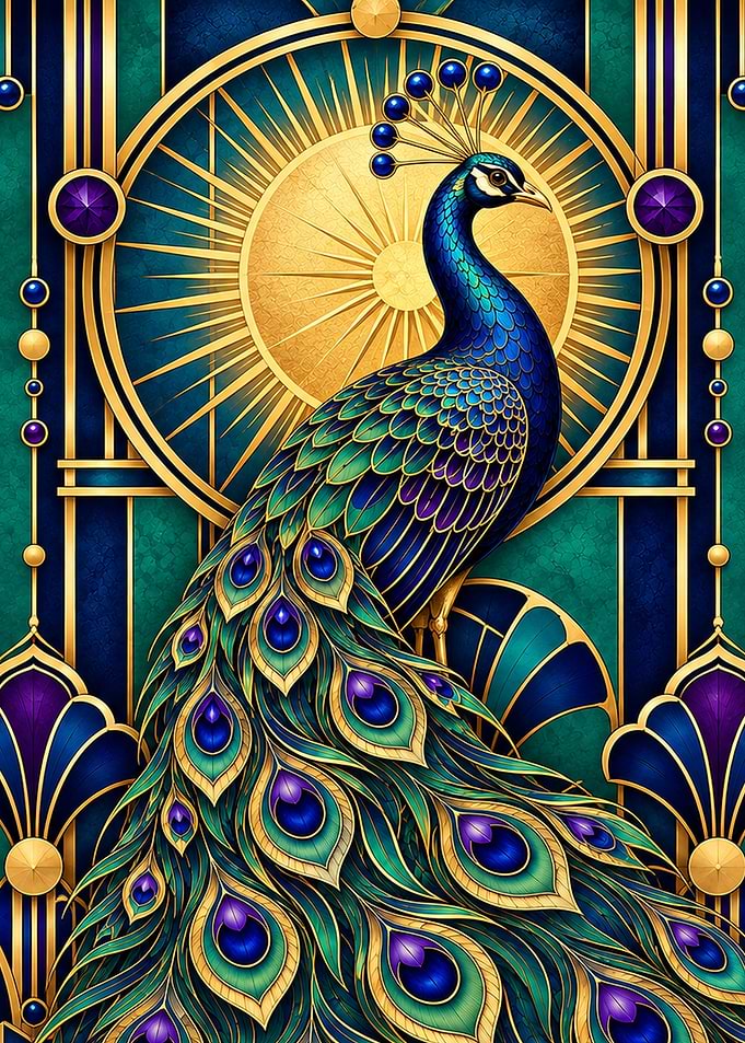 Art Deco Peacock Illustration